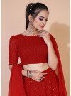 Red A-line Lucknowi Chikankari Work Stitched Lehenga Choli